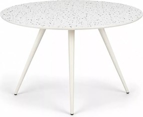 Okrągły biały stół lastryko Blanco 120 cm na stalowych białych nogach do kuchni