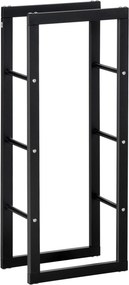 HOMCOM Stojak na drewno kominkowe Półka na drewno Pojemnik na drewno opałowe 100 kg Stal Czarny dł. 40 x szer. 25 x wys. 100 cm