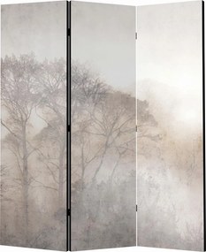 Parawan pokojowy 3-częściowy 135x172 Dwustronny dekoracyjny japandi wabi-sabi Szary Drzewa We Mgle