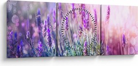 Obraz - Lawenda w słońcu (z zegarem) (90x30 cm)