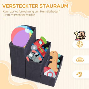 PawHut Schody dla Zwierząt Składane z Schowkiem MDF Czarne 40x54x48 cm | Aosom PL