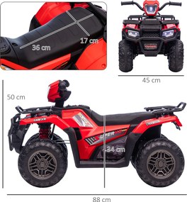 Elektryczny quad dziecięcy HOMCOM, samochód elektryczny, elektryczny quad, pojazd dziecięcy, czerwony