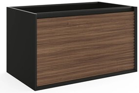 Szafka pod umywalkę wisząca ryflowana - Naturalny ciemny i czarny - 80 cm - BANIVA