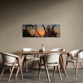 Obraz zachodu słońca (z zegarem) (90x30 cm)