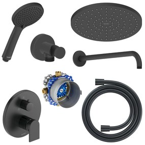 Duravit Tulum podtynkowa bateria prysznicowa z deszczownicą Czarny mat - w zestawie słuchawka prysznicowa & Bluebox