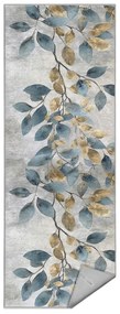 Chodnik w jasnoniebiesko-złotym kolorze odpowiedni do prania 80x200 cm Golden Leaves – Mila Home