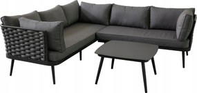 Zestaw mebli ogrodowych szary aluminium narożnik z poduszkami i stolik