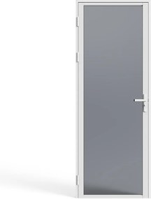 Drzwi z ościeżnicą odwracalne z Aluminium i Szkła hartowanego Przydymionego - wys. 204 x szer. 73 cm - Biały LOXTON