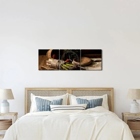 Obraz szparagów na stole (z zegarem) (90x30 cm)