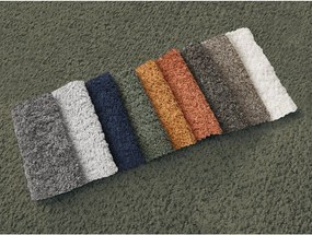 Zielony narożnik z materiału bouclé (lewostronny/z szezlongiem) Azra – Bobochic Paris