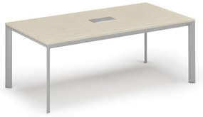 Stół konferencyjny PRIMO INVITATION, 240x120 cm, brzoza + port blatowy TYP III, srebrny
