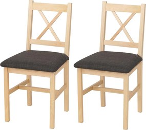 Krzesło do jadalni MCW-F77 (zestaw 2 szt.),  naturalny, tapicerka czarna