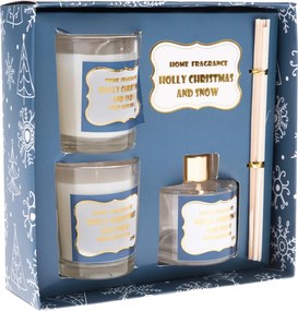 Zestaw upominkowy Boże Narodzenie i śnieg, 16,6 x 16,6 x 5,7 cm, dyfuzor + 2 świeczki zapachowe