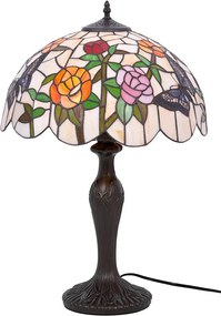 Stylowa lampa stołowa z witrażowym kloszem P1-D56