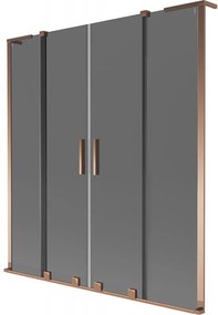 Mexen Velar L Duo parawan nawannowy 2-skrzydłowy rozsuwany 160 x 150 cm, grafit, różowe złoto - 896-160-003-42-60