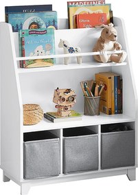 Półka na książki dla dzieci z 3 koszami KMB34-W