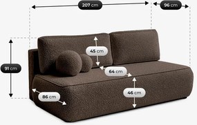 Sofa z Funkcją Spania ARVETO Mocca Boucle Nowoczesna