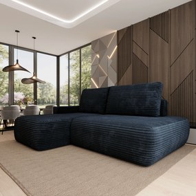 Masseno Narożnik AVINI z funkcją spania i pojemnikiem na pościel Narozniki L, Rozkładana sofa - Czarny, TILIA 100