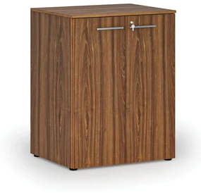 Szafa biurowa z drzwiami PRIMO WOOD, 2 półki, 1027 x 800 x 640 mm, orzech