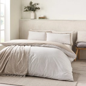 Biało-beżowa pościel dwuosobowa 230x220 cm Oxford Pinstripe – Catherine Lansfield