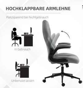 Vinsetto Krzesło Biurowe do Biurka Regulacja Wysokości Podłokietnik 3D 3 Poziomy Siateczka Szare | Aosom PL