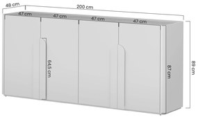 Komoda czterodrzwiowa Amilio 200 cm - kaszmir / dąb olejowany / uchwyty kaszmir