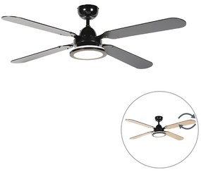 Wentylator sufitowy z lampą czarny z pilotem - Fanattic Nowoczesny Oswietlenie wewnetrzne