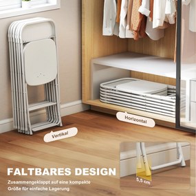 HOMCOM Zestaw 6 składanych krzeseł, składane krzesła z otworami odpływowymi, stalowy stelaż, uniwersalne, biały