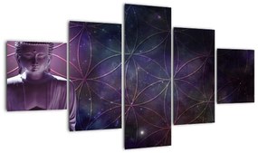 Obraz - Budda z kwiatami życia (125x70 cm)