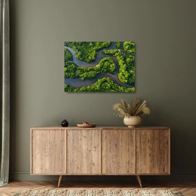 Obraz na szkle - Krajobraz leśny z rzeką (70x50 cm)