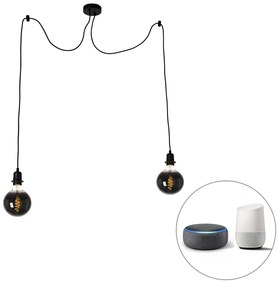 Inteligentna lampa wisząca czarna w komplecie z 2 żarówkami Wi-Fi G125 - Cava Nowoczesny Oswietlenie wewnetrzne