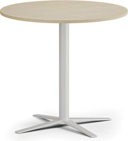 Stolik kawowy AURA, średnica 60 cm, biała podstawa, brzoza