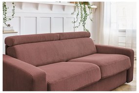 Różowa sztruksowa rozkładana sofa 215 cm Monaco – Bobochic Paris