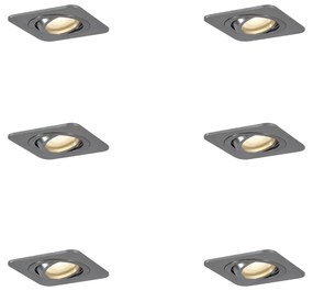 Zewnetrzna Zestaw 6 okrągłych reflektorów wpuszczanych Gunmetal GU10 50mm Regulowane IP44 - Alberto Nowoczesny Oswietlenie zewnetrzne