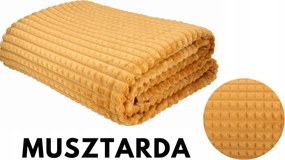 Koc Kostka musztardowy 130x170cm Miękki Wytłaczany Ciepły Modny Do Wnętrz