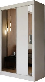 Szafa Przesuwna GRAZIA 120 cm z Lustrem Szafa Dwudrzwiowa Biała