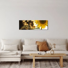 Obraz słonecznika (z zegarem) (90x30 cm)