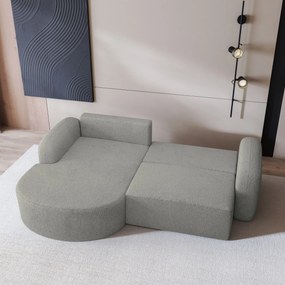 Masseno Narożnik AMILIA z funkcją spania i pojemnikiem na pościel Narozniki L, Rozkładana sofa - Jasnoszary, QUELLE 83