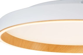 Designerska lampa sufitowa biała z drewnem 60 cm z wbudowaną diodą LED i 3-stopniowym przełącznikiem - IngoDesignerski Oswietlenie wewnetrzne
