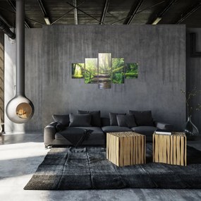 Obraz - drewniane schody w lesie (125x70 cm)