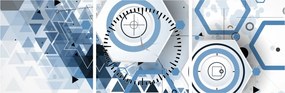 Obraz - Abstrakcja geometryczna (z zegarem) (90x30 cm)