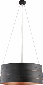 Mambo - lampa wisząca z czarnego lakierowanego żelaza, dekor czarny na zewnątrz i antyczna miedź wewnątrz, regulowane linki stalowe, 3 światła