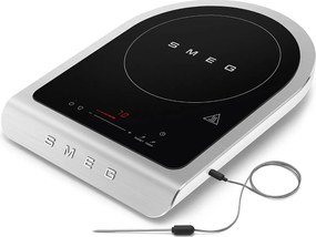 Płyta indukcyjna do postawienia Smeg PIC01WHMEU 2100W, 1 pole grzewcze, szkło ceramiczne białe i czarne, w zestawie sonda do gotowania