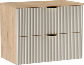 Szafka pod umywalkę WENA, ryflowane fronty, Willy, 80x60x47 cm, Kaszmir/Orzech