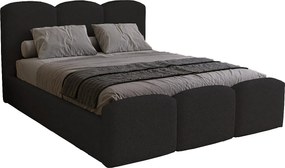 Łóżko tapicerowane 160x200 cm Capri - pojemnik, stelaż drewniany - tkanina boucle, czarny (Lambi 13)