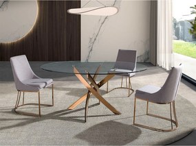 Okrągły stół z hartowanego szkła i różowej stali 1169-Ø130 ANGEL CERDA