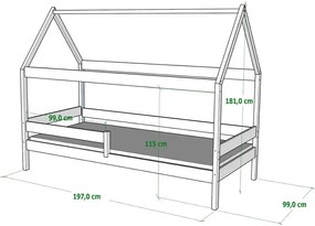 Łóżko dziecięce domek z materacem, sosna - Petit 3X 190x90 cm