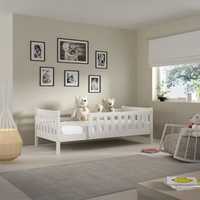 Drewniane łóżko dziecięce ELSA 80x160 cm Solidne drewniane Łóżko dla dzieci Białe