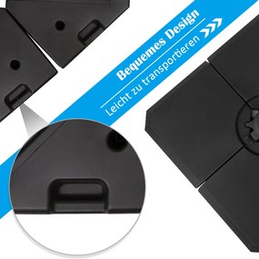 Outsunny Obciążnik do parasola 4-cz. Podstawa parasola 80 kg wody lub 120 kg piasku HDPE czarny