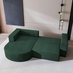 Masseno Narożnik SORELA z funkcją spania i pojemnikiem na pościel Narozniki L, Rozkładana sofa - Zielony, POSO 14